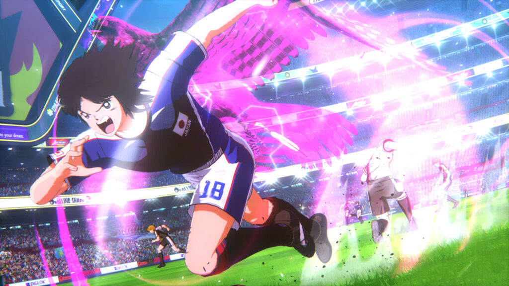 Faça jogadas incríveis no ataque, tanto quanto na defesa, em Captain Tsubasa: Rise of New Champions. (Imagem: Divulgação)